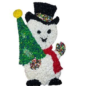 Vintage popcorn plastic snowman
